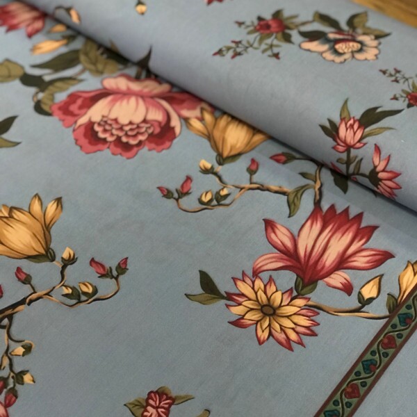 Tricoline Estampada Floral Barrado